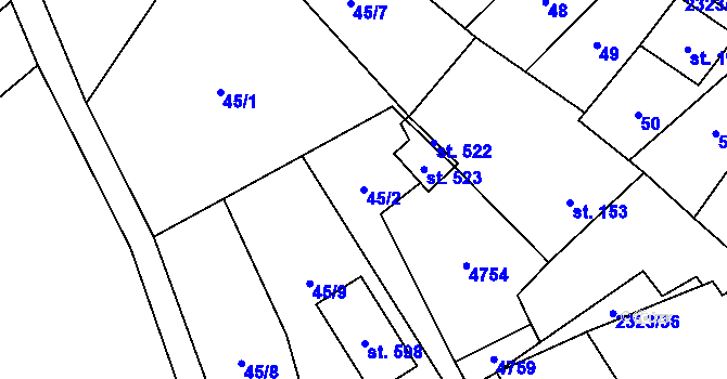 Parcela st. 45/2 v KÚ Brod nad Dyjí, Katastrální mapa