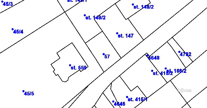 Parcela st. 57 v KÚ Brod nad Dyjí, Katastrální mapa