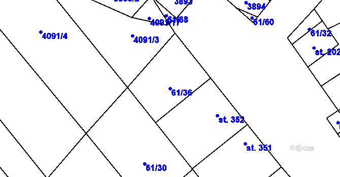 Parcela st. 61/36 v KÚ Brod nad Dyjí, Katastrální mapa