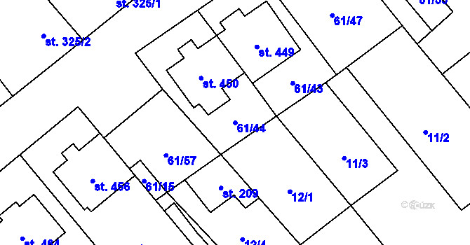 Parcela st. 61/44 v KÚ Brod nad Dyjí, Katastrální mapa
