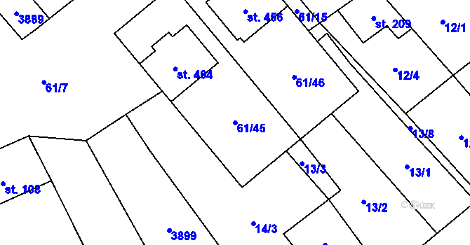 Parcela st. 61/45 v KÚ Brod nad Dyjí, Katastrální mapa