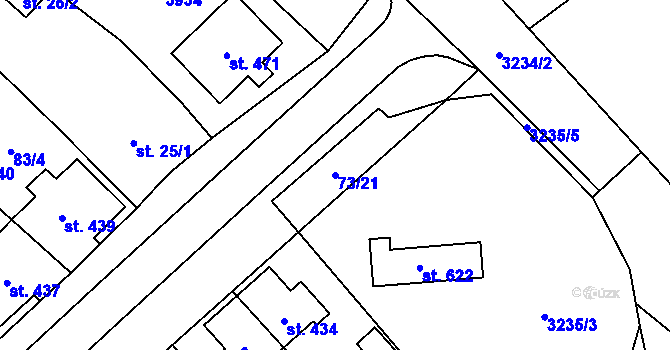 Parcela st. 73/21 v KÚ Brod nad Dyjí, Katastrální mapa