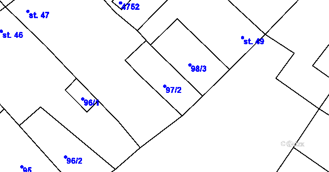 Parcela st. 97/2 v KÚ Brod nad Dyjí, Katastrální mapa