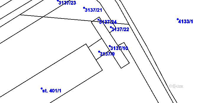 Parcela st. 3137/9 v KÚ Brod nad Dyjí, Katastrální mapa