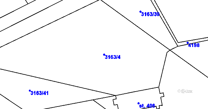 Parcela st. 3163/4 v KÚ Brod nad Dyjí, Katastrální mapa