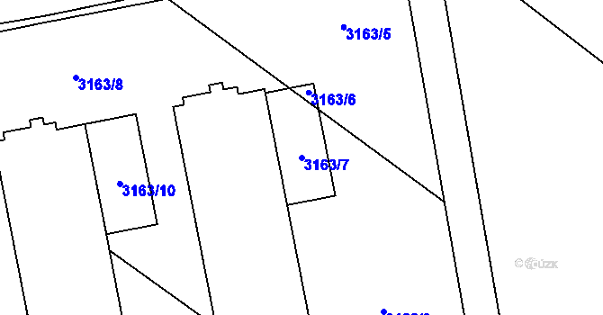 Parcela st. 3163/7 v KÚ Brod nad Dyjí, Katastrální mapa