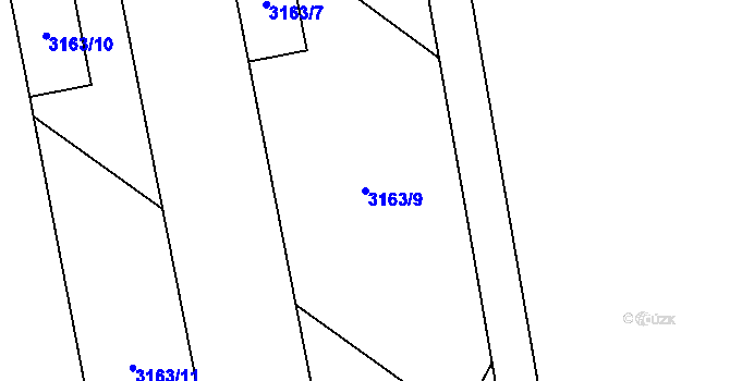 Parcela st. 3163/9 v KÚ Brod nad Dyjí, Katastrální mapa