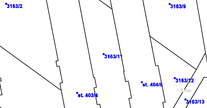 Parcela st. 3163/11 v KÚ Brod nad Dyjí, Katastrální mapa