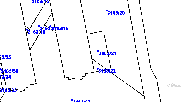 Parcela st. 3163/21 v KÚ Brod nad Dyjí, Katastrální mapa