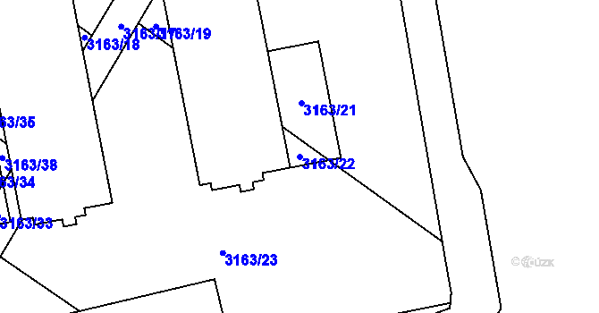 Parcela st. 3163/22 v KÚ Brod nad Dyjí, Katastrální mapa