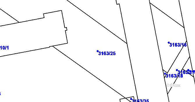 Parcela st. 3163/25 v KÚ Brod nad Dyjí, Katastrální mapa