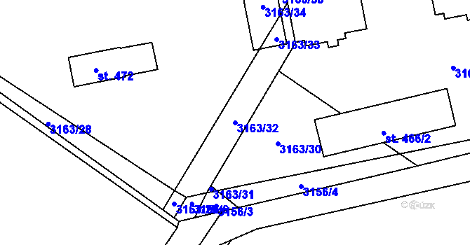 Parcela st. 3163/32 v KÚ Brod nad Dyjí, Katastrální mapa