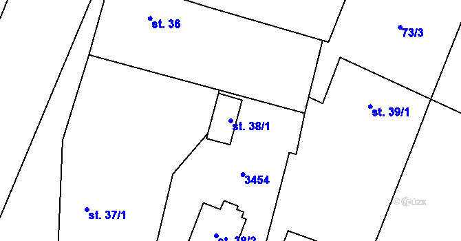 Parcela st. 38/1 v KÚ Brod nad Tichou, Katastrální mapa