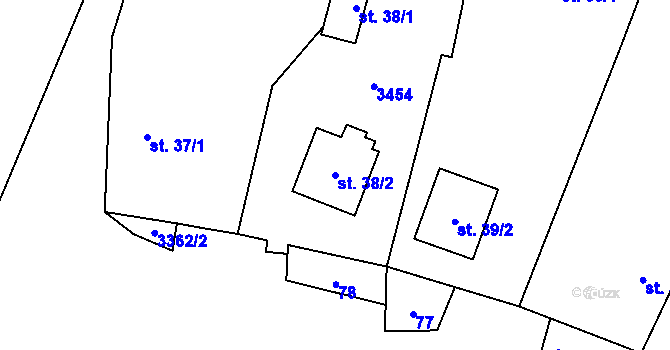 Parcela st. 38/2 v KÚ Brod nad Tichou, Katastrální mapa