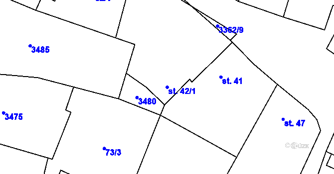 Parcela st. 42/1 v KÚ Brod nad Tichou, Katastrální mapa