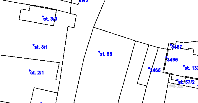 Parcela st. 55 v KÚ Brod nad Tichou, Katastrální mapa