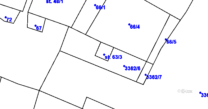 Parcela st. 63/3 v KÚ Brod nad Tichou, Katastrální mapa