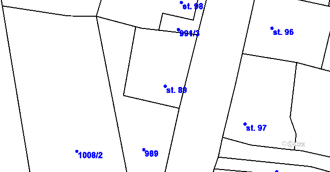 Parcela st. 89 v KÚ Brod nad Tichou, Katastrální mapa