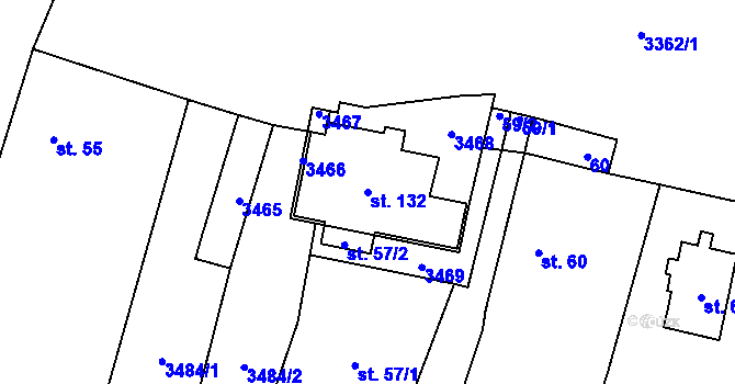 Parcela st. 132 v KÚ Brod nad Tichou, Katastrální mapa