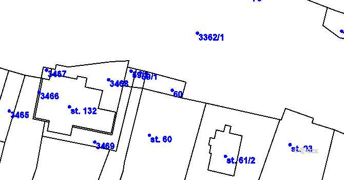 Parcela st. 60 v KÚ Brod nad Tichou, Katastrální mapa