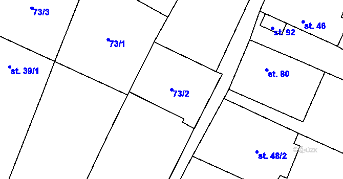 Parcela st. 73/2 v KÚ Brod nad Tichou, Katastrální mapa
