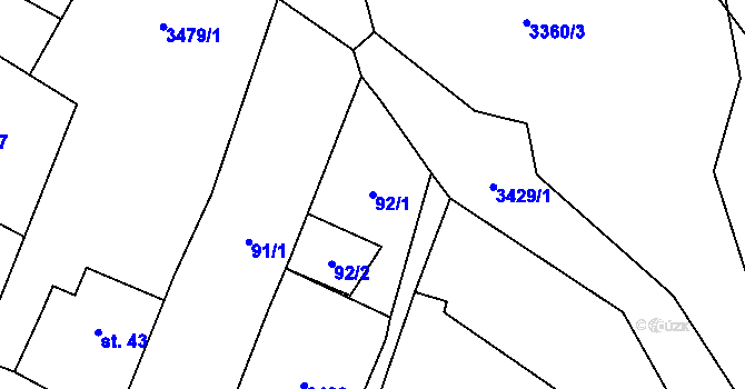 Parcela st. 92/1 v KÚ Brod nad Tichou, Katastrální mapa