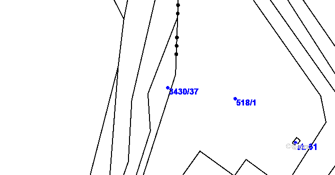 Parcela st. 3430/37 v KÚ Brod nad Tichou, Katastrální mapa