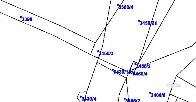 Parcela st. 3450/3 v KÚ Brod nad Tichou, Katastrální mapa