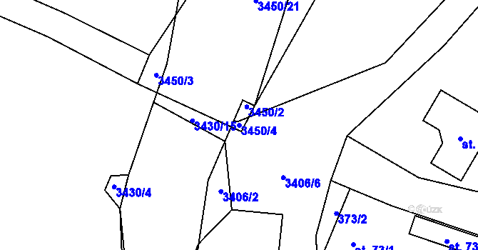 Parcela st. 3450/4 v KÚ Brod nad Tichou, Katastrální mapa