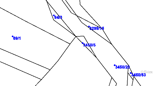 Parcela st. 3450/5 v KÚ Brod nad Tichou, Katastrální mapa