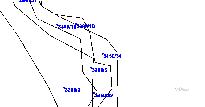 Parcela st. 3450/34 v KÚ Brod nad Tichou, Katastrální mapa