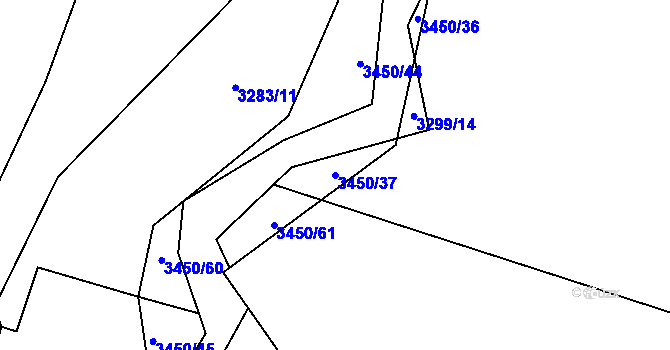 Parcela st. 3450/37 v KÚ Brod nad Tichou, Katastrální mapa