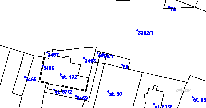 Parcela st. 59/1 v KÚ Brod nad Tichou, Katastrální mapa