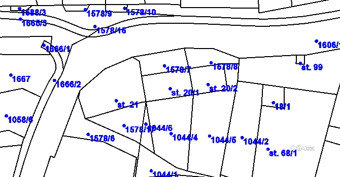 Parcela st. 20/1 v KÚ Brod u Stříbra, Katastrální mapa