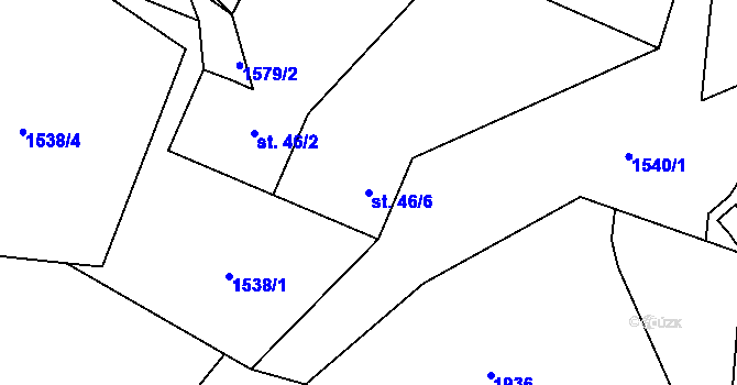 Parcela st. 46/6 v KÚ Brod u Stříbra, Katastrální mapa