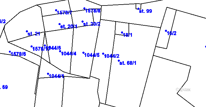 Parcela st. 1044/2 v KÚ Brod u Stříbra, Katastrální mapa