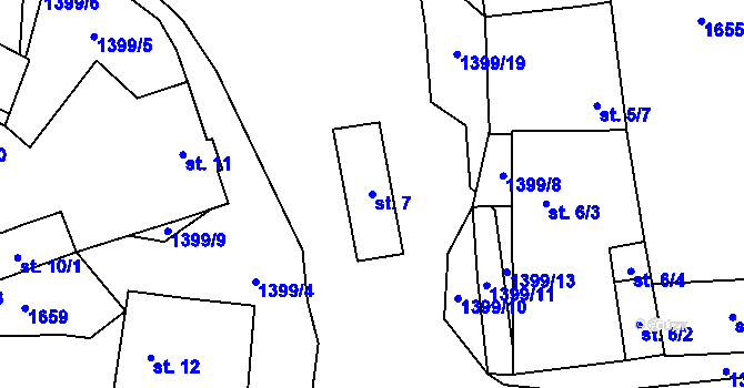 Parcela st. 7 v KÚ Tuněchody u Stříbra, Katastrální mapa