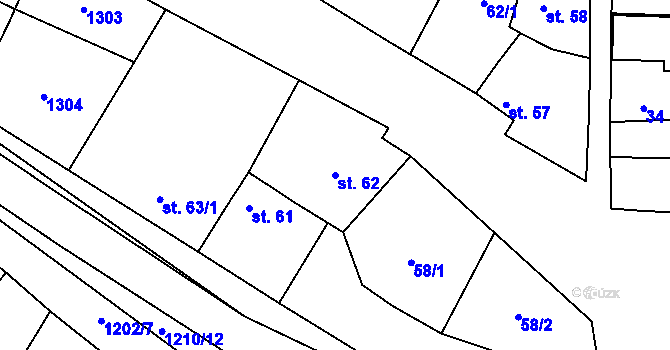 Parcela st. 62 v KÚ Brodce nad Jizerou, Katastrální mapa