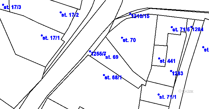 Parcela st. 69 v KÚ Brodce nad Jizerou, Katastrální mapa