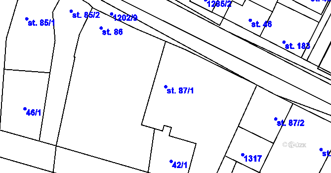 Parcela st. 87/1 v KÚ Brodce nad Jizerou, Katastrální mapa