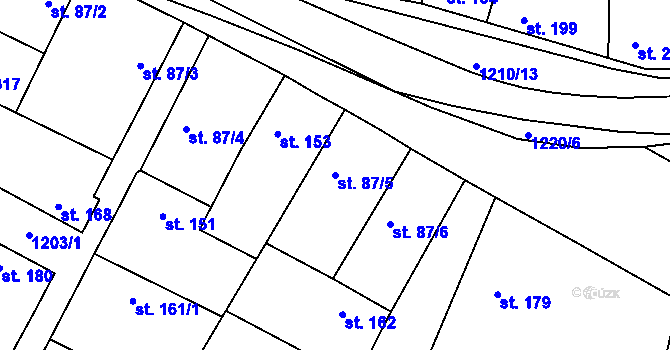 Parcela st. 87/5 v KÚ Brodce nad Jizerou, Katastrální mapa