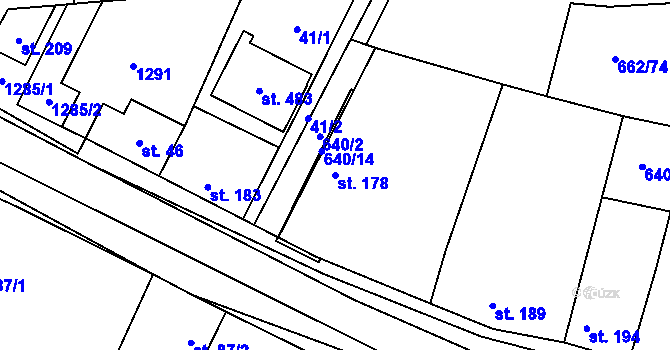 Parcela st. 178 v KÚ Brodce nad Jizerou, Katastrální mapa