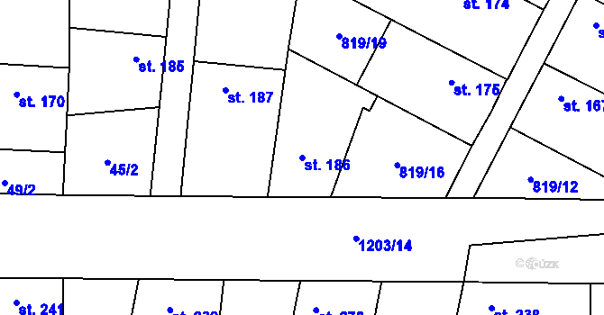 Parcela st. 186 v KÚ Brodce nad Jizerou, Katastrální mapa