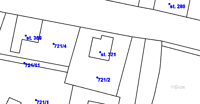 Parcela st. 321 v KÚ Brodce nad Jizerou, Katastrální mapa
