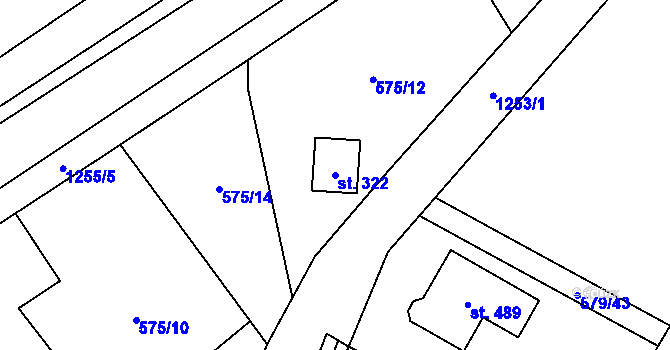 Parcela st. 322 v KÚ Brodce nad Jizerou, Katastrální mapa