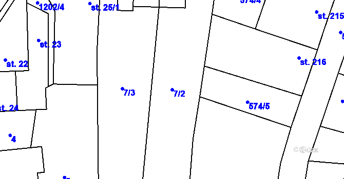 Parcela st. 7/2 v KÚ Brodce nad Jizerou, Katastrální mapa