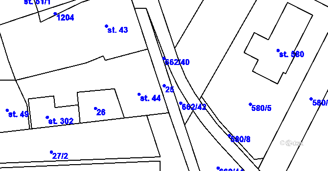 Parcela st. 25 v KÚ Brodce nad Jizerou, Katastrální mapa