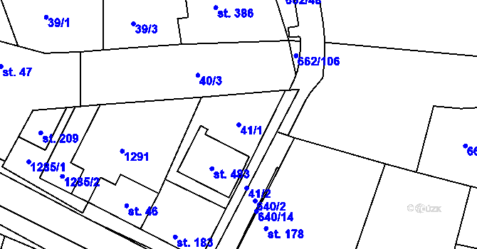 Parcela st. 41/1 v KÚ Brodce nad Jizerou, Katastrální mapa