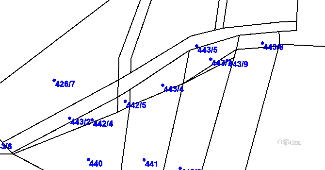 Parcela st. 443/4 v KÚ Brodce nad Jizerou, Katastrální mapa