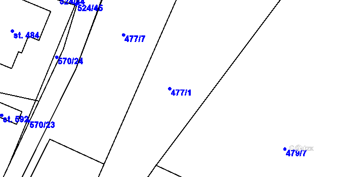 Parcela st. 477/1 v KÚ Brodce nad Jizerou, Katastrální mapa